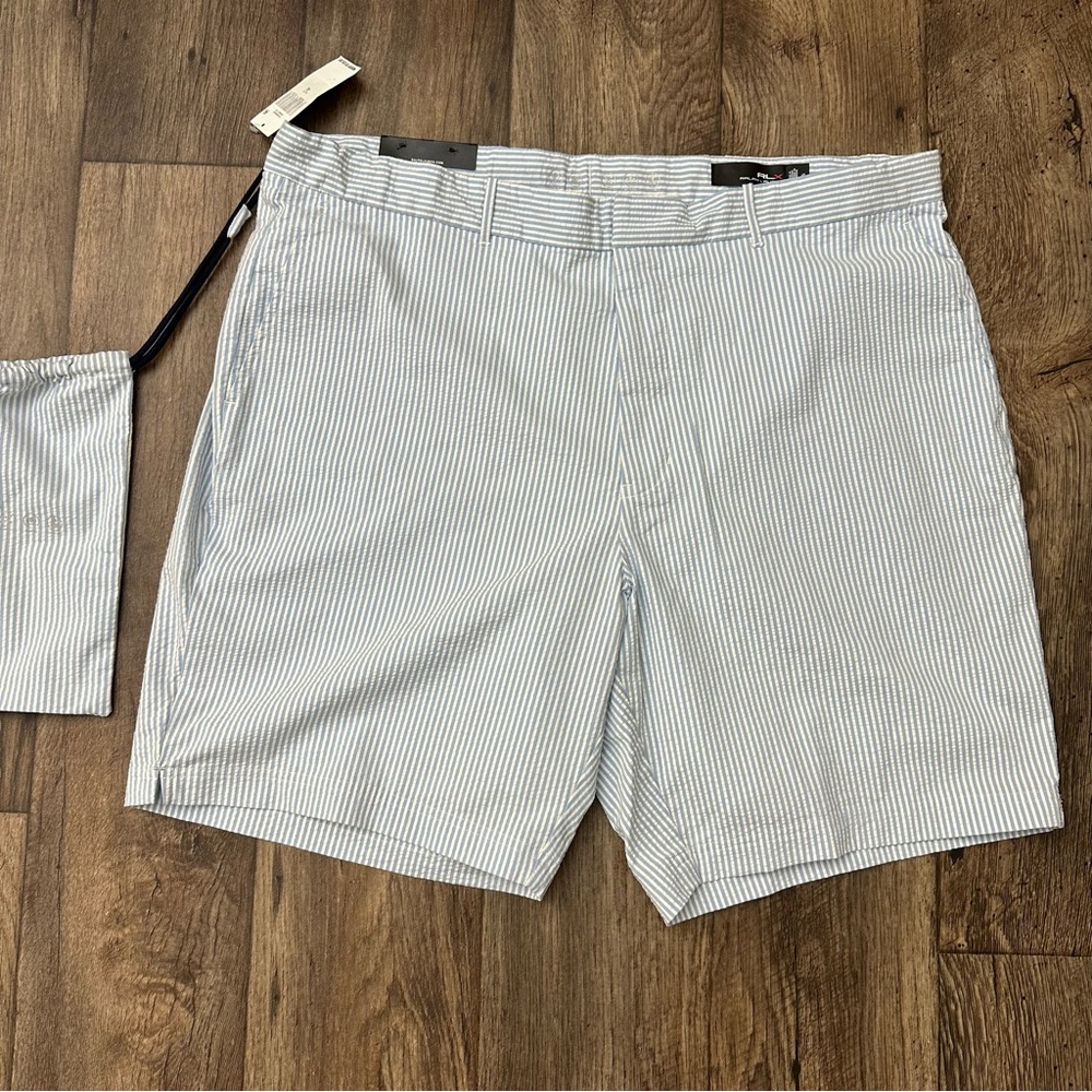RLX Ralph Lauren Golf Swim Tailored Shorts Mens Size 40 Striped White Blue